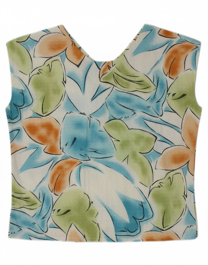VINTAGE Womens Crop Shirt Blouse UK 14 Medium Multicoloured Floral