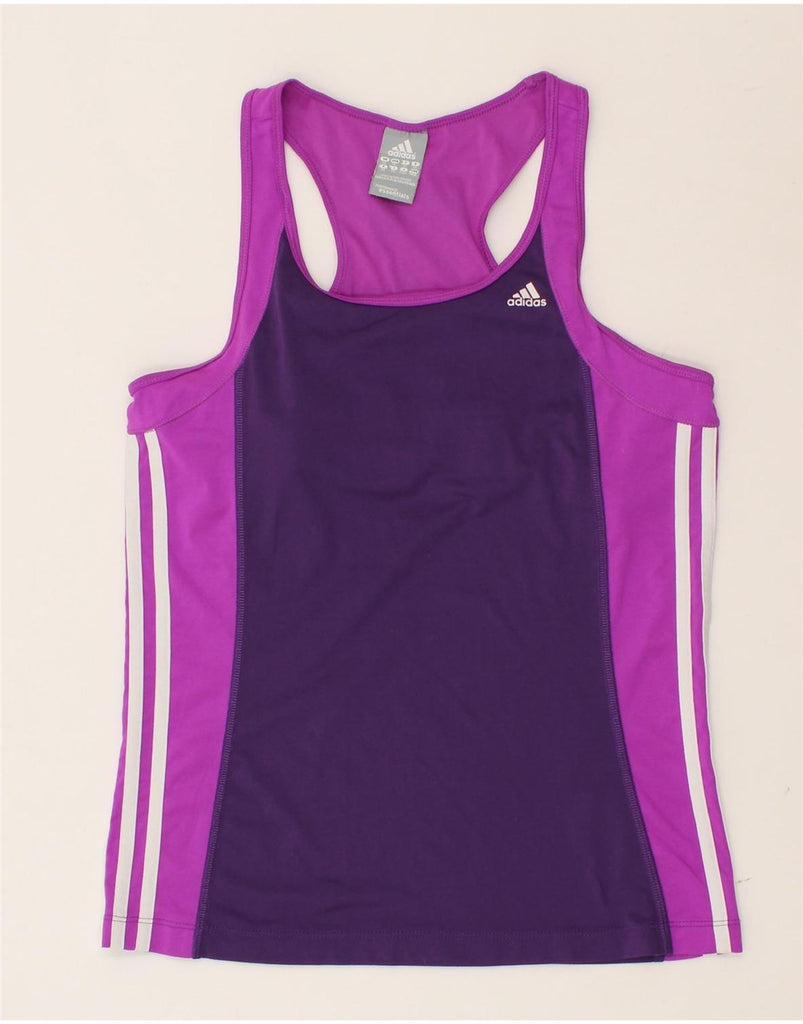 ADIDAS Womens Vest Top UK 14 Large  Purple Colourblock Polyester | Vintage Adidas | Thrift | Second-Hand Adidas | Used Clothing | Messina Hembry 