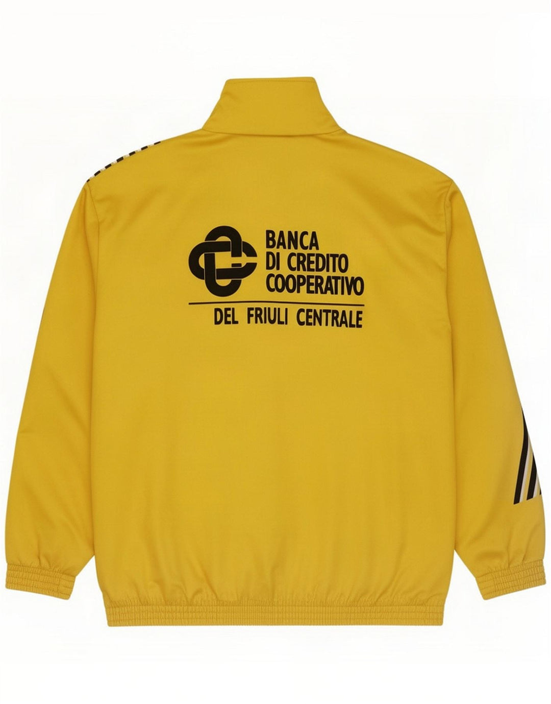 Vintage Mens Graphic Tracksuit Top Jacket XL Yellow Striped Polyester