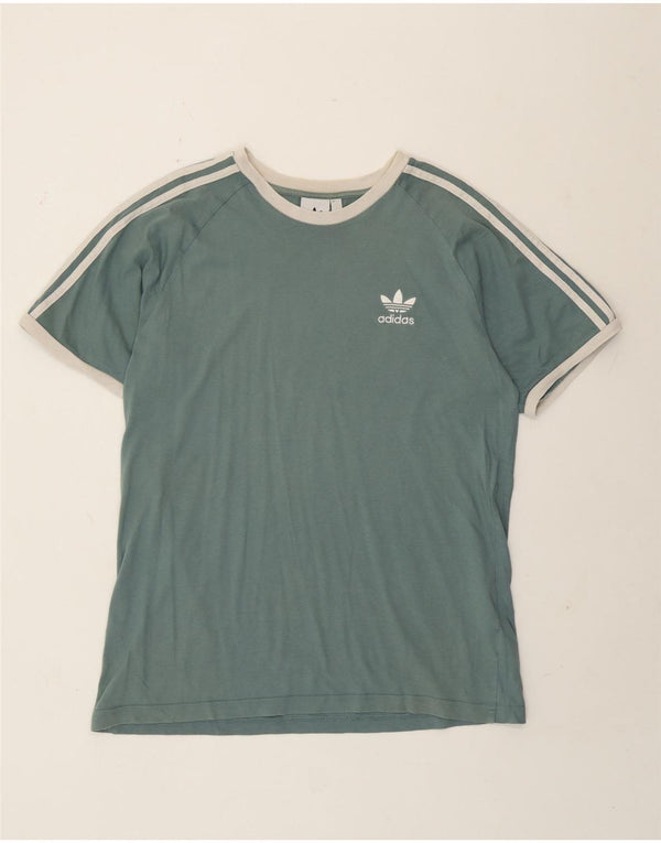 Adidas Mens Short Sleeve T-Shirt Top Large Green Cotton