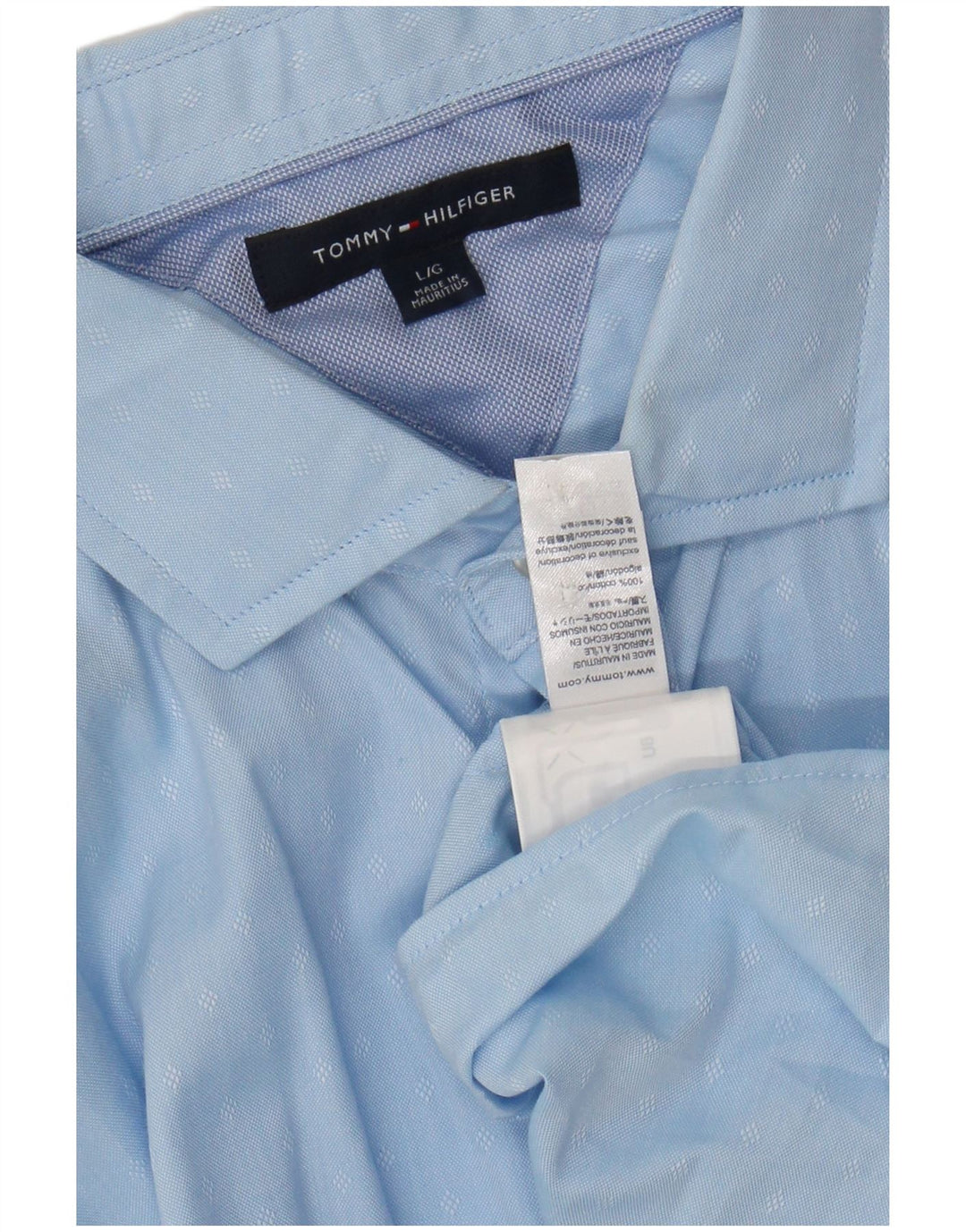 TOMMY HILFIGER Mens Grant Fit Shirt Large Blue Argyle/Diamond Cotton