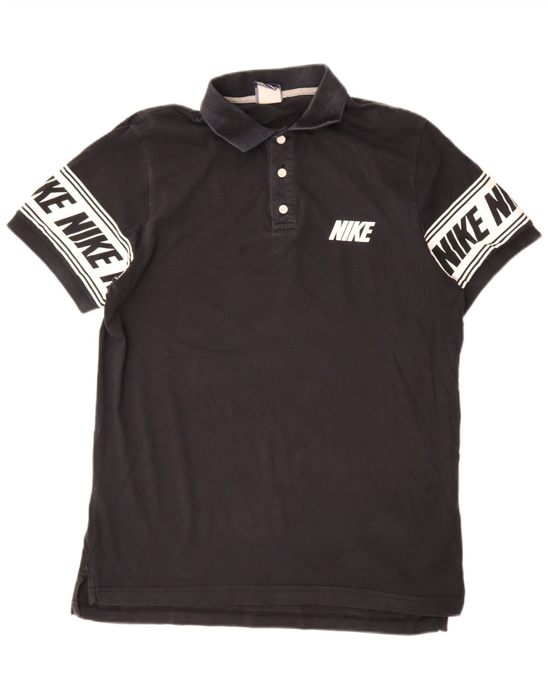 Nike Mens Graphic Polo Shirt Large Black Colourblock Cotton