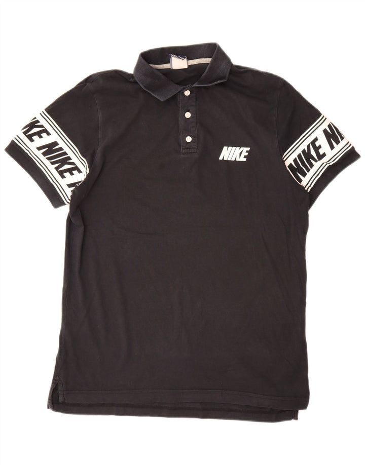 Nike Mens Graphic Polo Shirt Large Black Colourblock Cotton