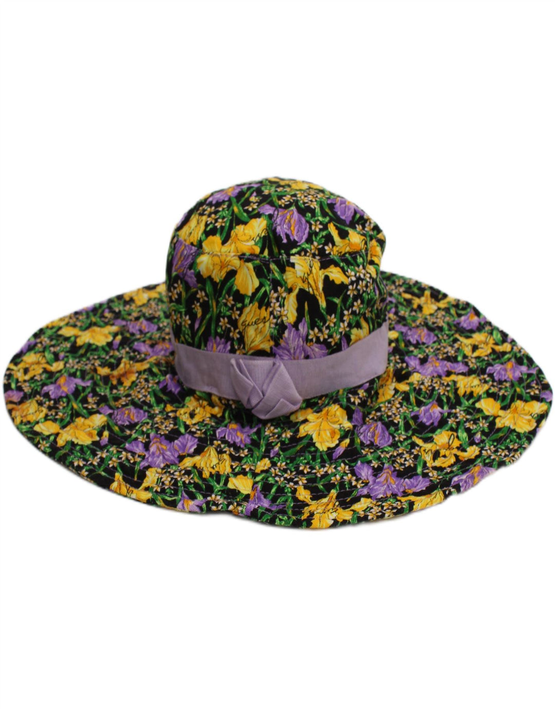 Guess Womens Graphic Bucket Hat Medium Multicoloured Floral Cotton Bohemian