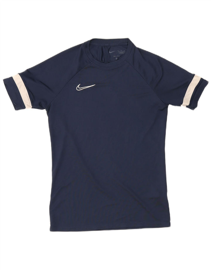 Nike Mens Dri Fit T-Shirt Top Medium Navy Blue Colourblock Polyester