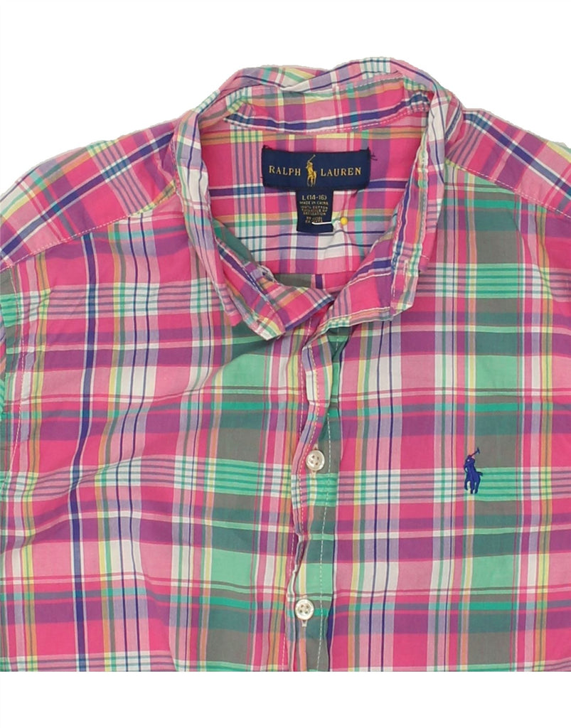 RALPH LAUREN Boys Shirt 14-15 Years Large Pink Check Cotton | Vintage Ralph Lauren | Thrift | Second-Hand Ralph Lauren | Used Clothing | Messina Hembry 