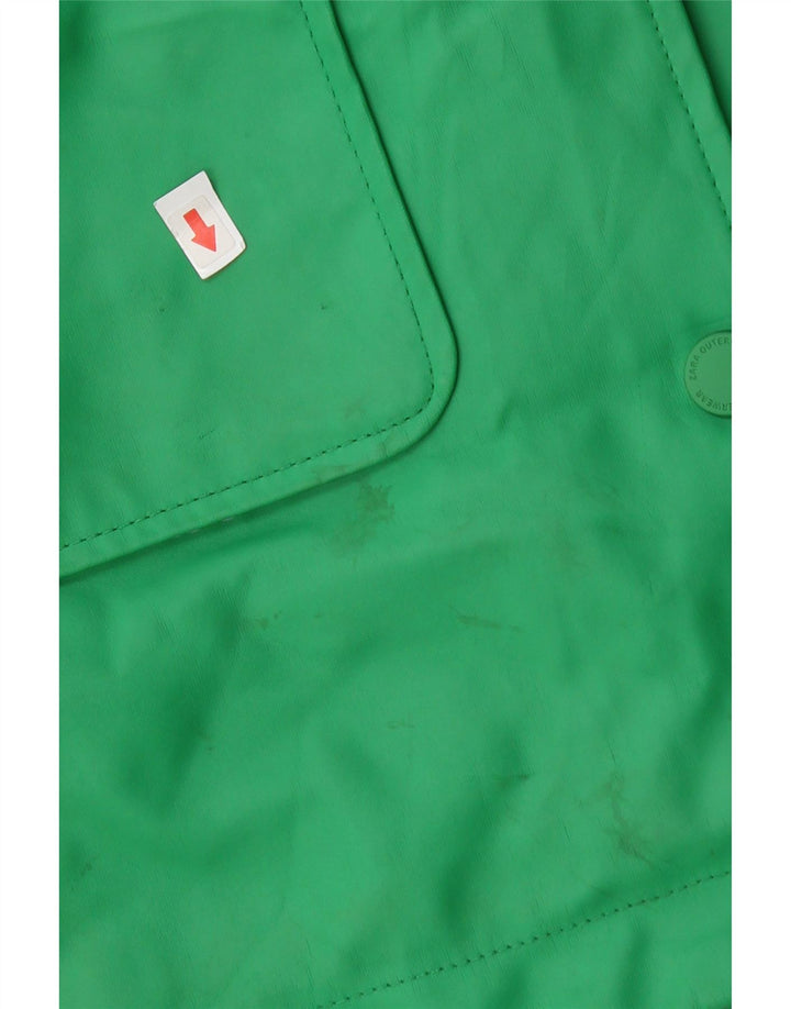 Zara Girls Hooded Rain Jacket 13-14 Years Green Polyethylene