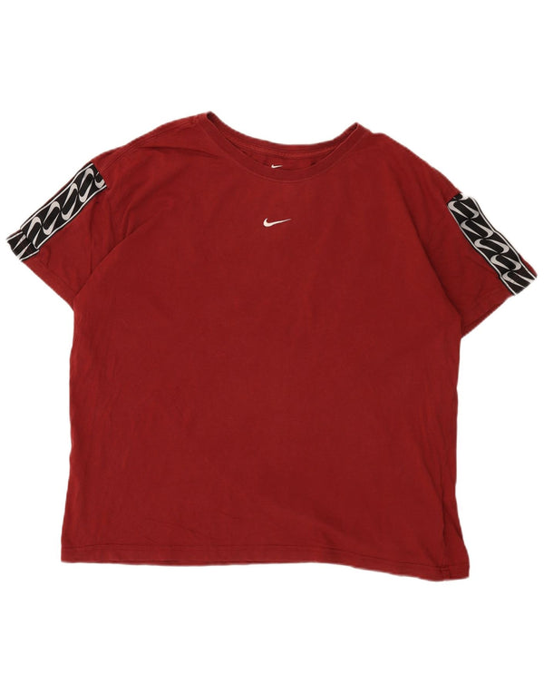 Nike Mens Graphic T-Shirt Top Large Burgundy Colourblock Cotton
