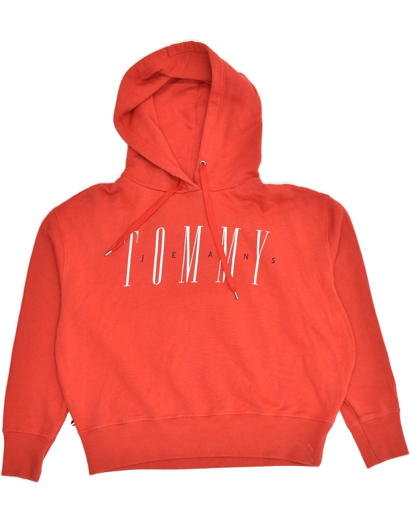 TOMMY JEANS Mens Graphic Hoodie Jumper Large Red Cotton | Vintage Tommy Jeans | Thrift | Second-Hand Tommy Jeans | Used Clothing | Messina Hembry 