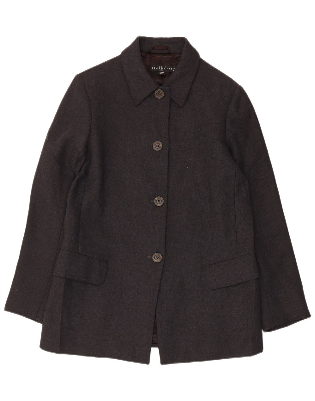 Belfe & Belfe Womens 4 Button Blazer Jacket IT 40 Small Black Virgin Wool