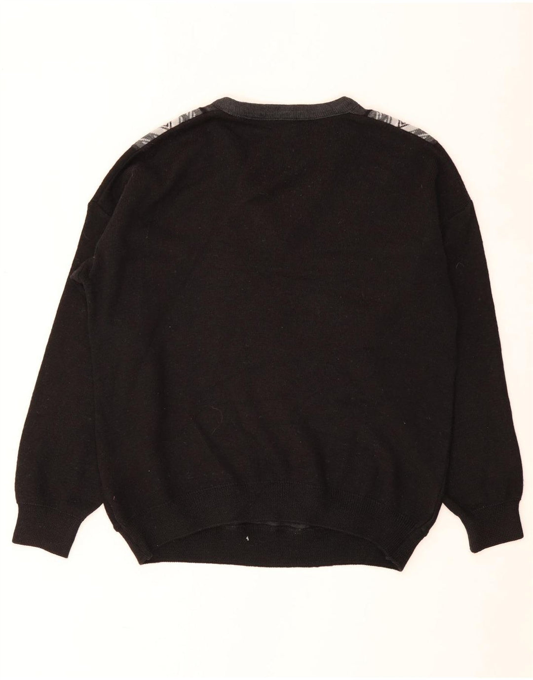 Farah Mens V-Neck Jumper Sweater Medium Black Colourblock Acrylic