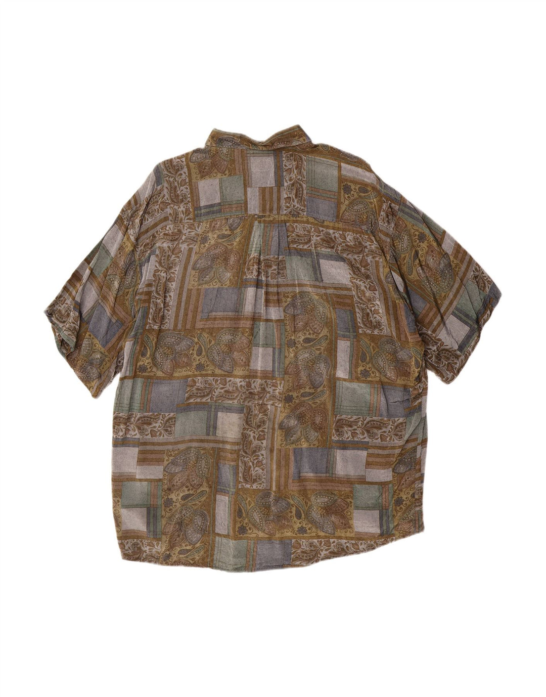 TIPO' S Mens Short Sleeve Shirt Large Multicoloured Patchwork Viscose
