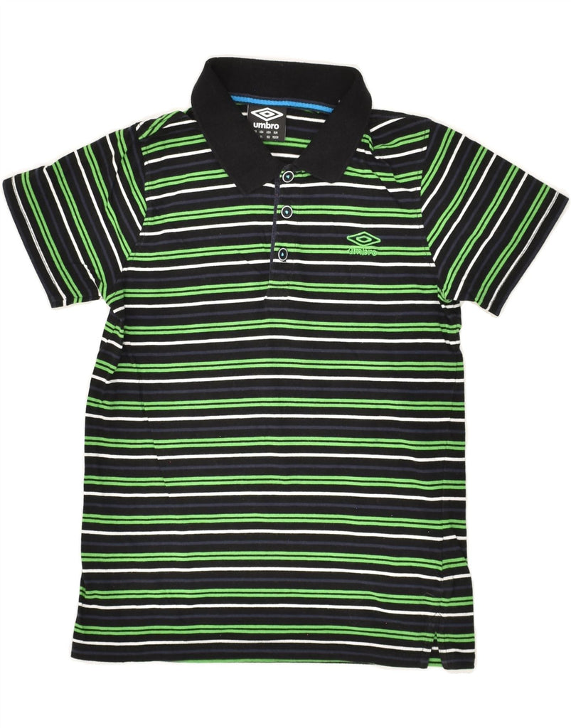 UMBRO Boys Polo Shirt 11-12 Years Large Multicoloured Striped Cotton | Vintage Umbro | Thrift | Second-Hand Umbro | Used Clothing | Messina Hembry 