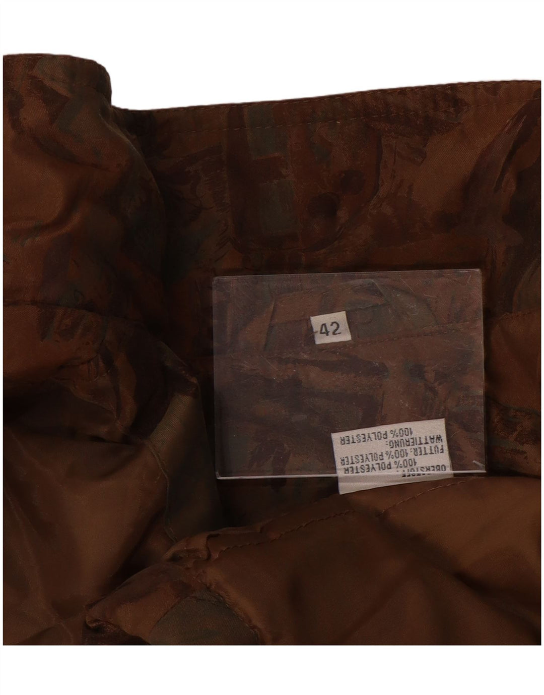 VINTAGE Womens Loose Fit Abstract Pattern Raincoat EU 42 Large Brown