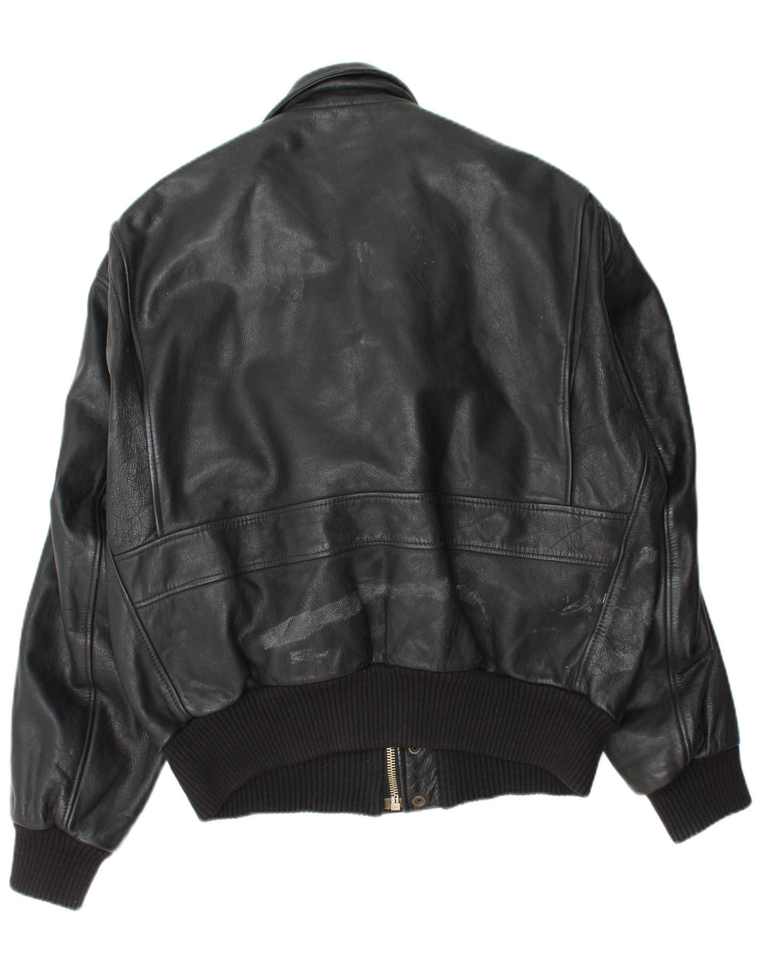 Vintage Mens Military Leather Jacket IT 52 XL Black Leather