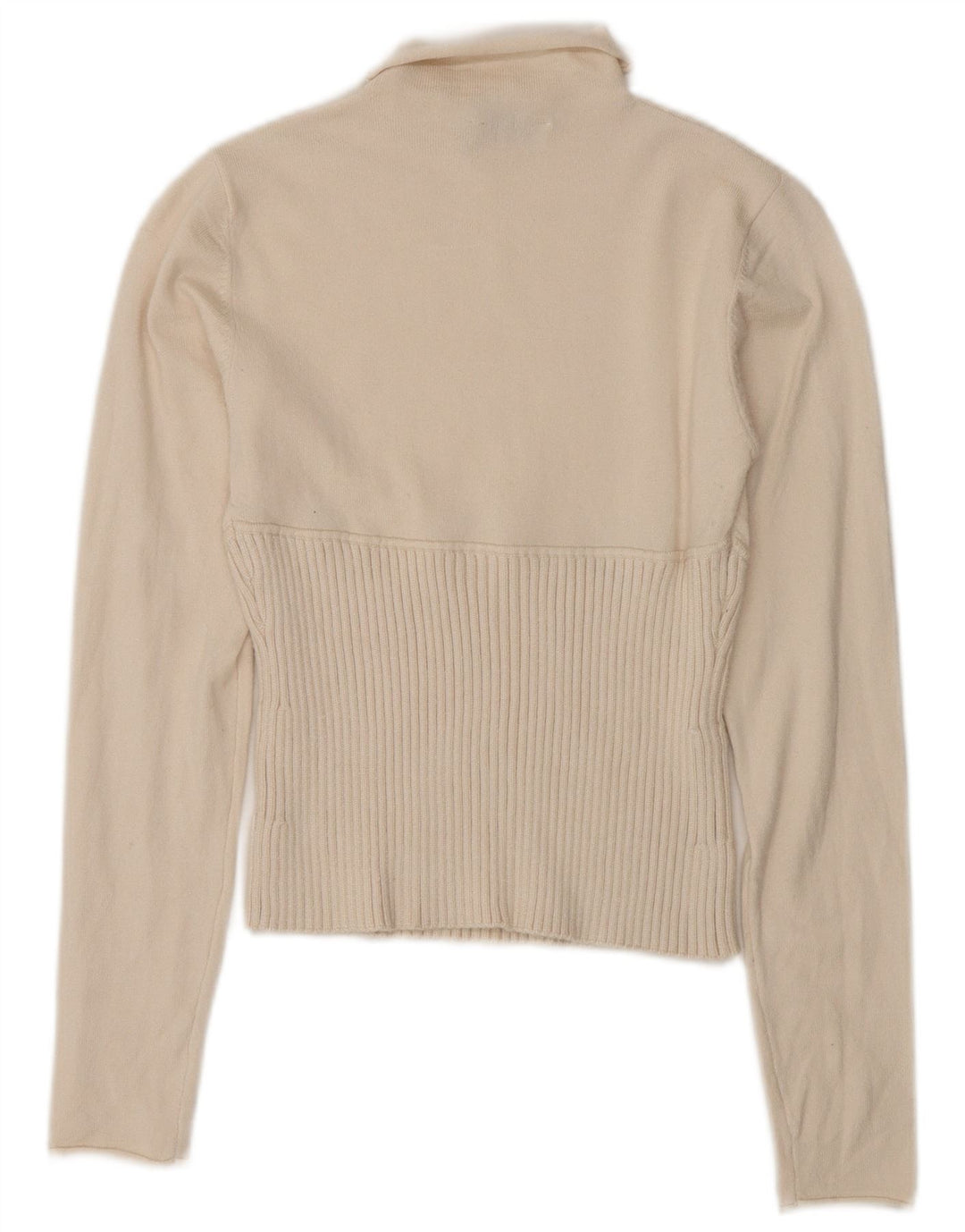 Zara Womens Crop Roll Neck Jumper Sweater UK 12 Medium Beige Viscose