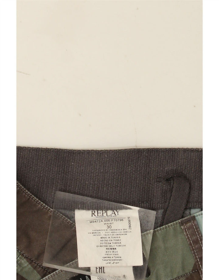 Replay Mens Chino Shorts W30 Medium  Multicoloured Geometric Cotton