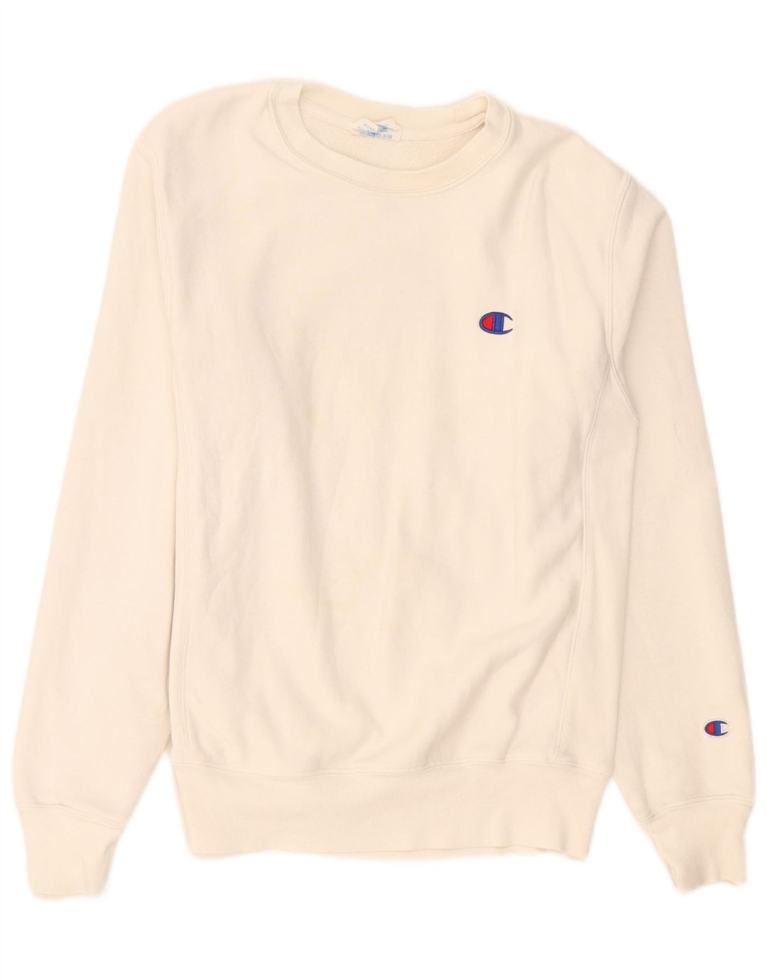 Champion Mens Reverse Weave Sweatshirt Jumper Small White Cotton