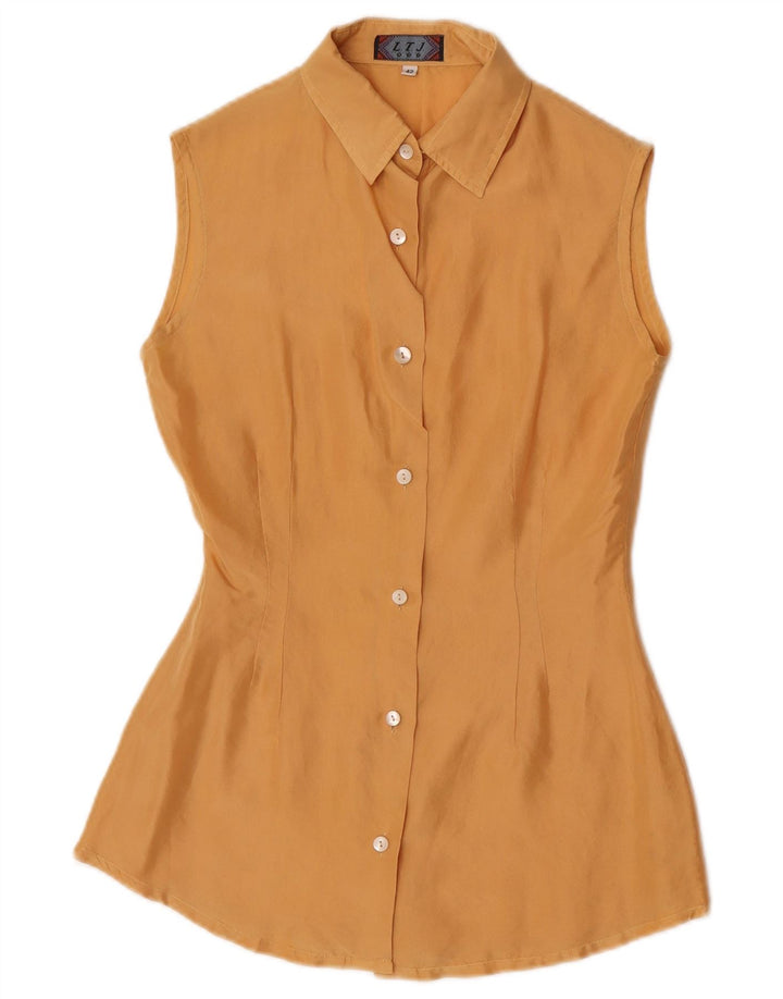 Vintage Womens Sleeveless Shirt Blouse IT 42 Medium Yellow