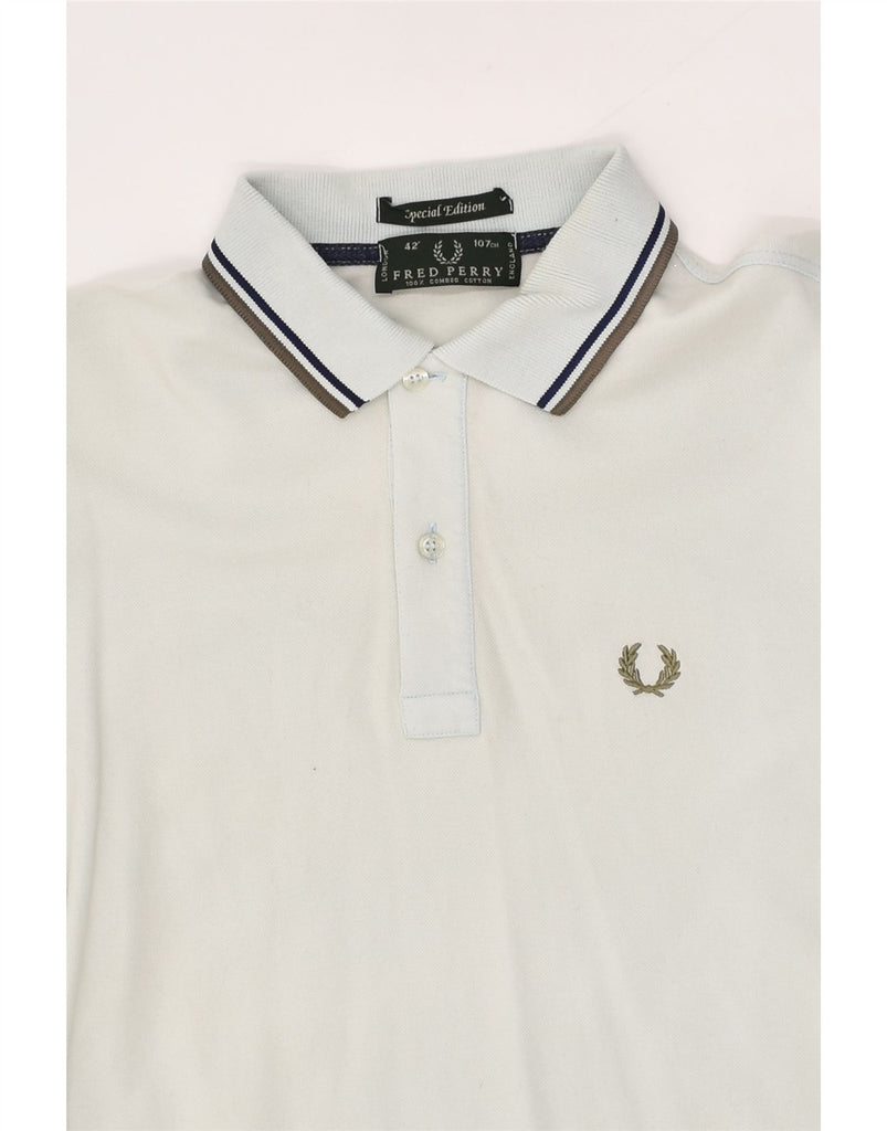FRED PERRY Mens Special Edition Long Sleeve Polo Shirt Medium Blue Cotton | Vintage Fred Perry | Thrift | Second-Hand Fred Perry | Used Clothing | Messina Hembry 