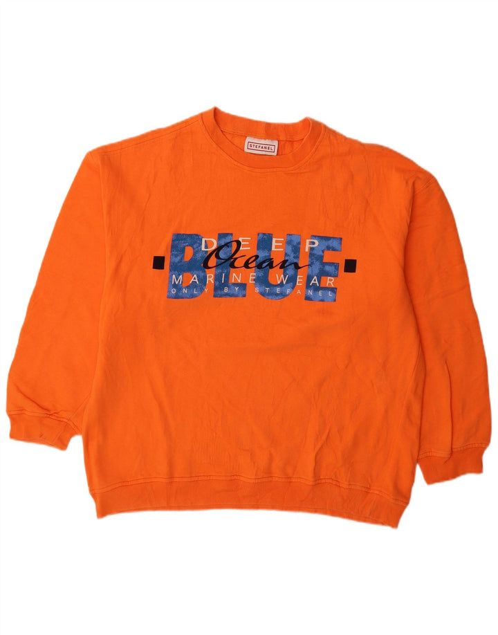 Stefanel Mens Graphic Sweatshirt Jumper XL Orange