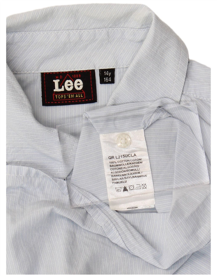 Lee Boys Short Sleeve Shirt 13-14 Years Blue Pinstripe Cotton