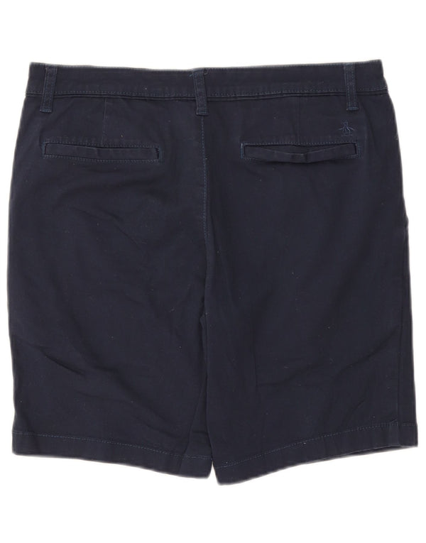 Penguin Mens Chino Shorts W36 Large Navy Blue Cotton