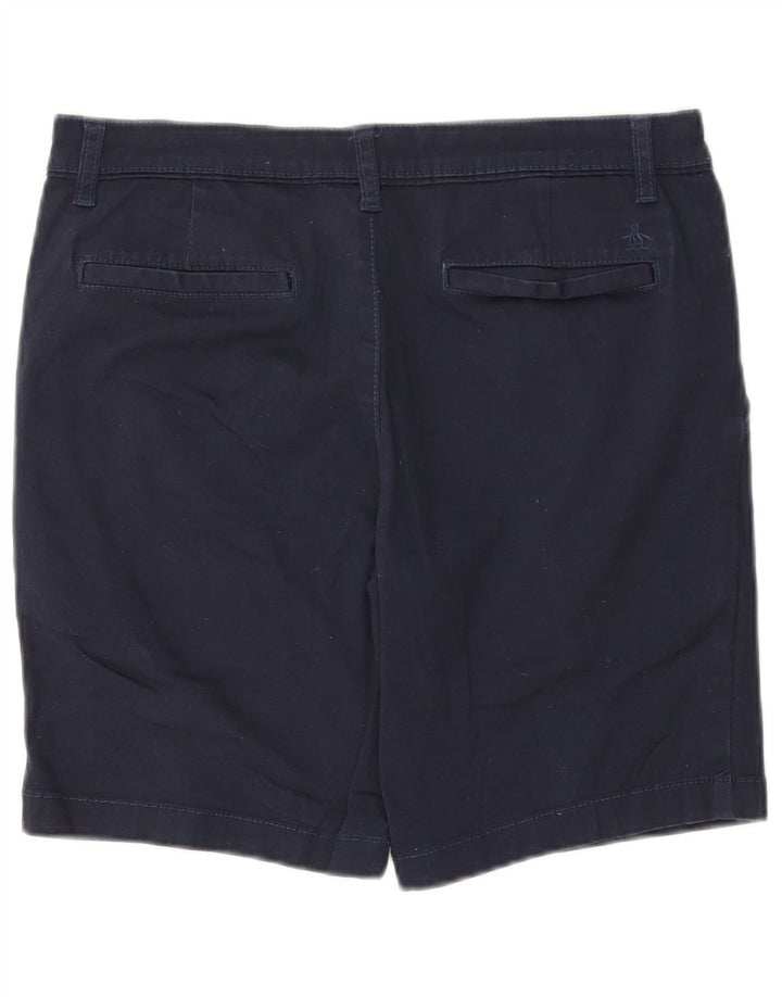 Penguin Mens Chino Shorts W36 Large Navy Blue Cotton