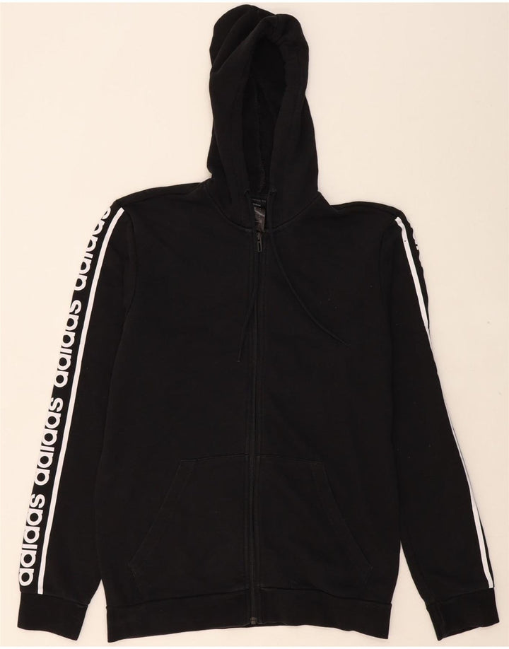 ADIDAS Mens Graphic Zip Hoodie Sweater Medium Black Cotton Vintage Adidas and Second-Hand Adidas from Messina Hembry 