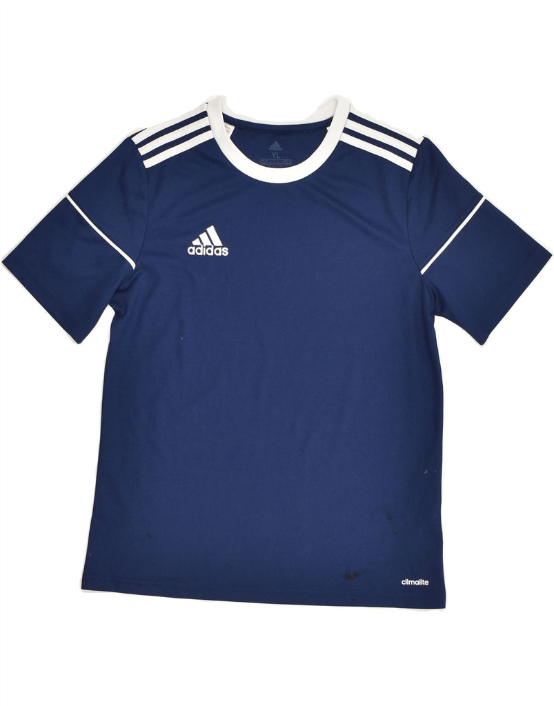 ADIDAS Boys Climalite T-Shirt Top 13-14 Years Large  Navy Blue Polyester | Vintage Adidas | Thrift | Second-Hand Adidas | Used Clothing | Messina Hembry 