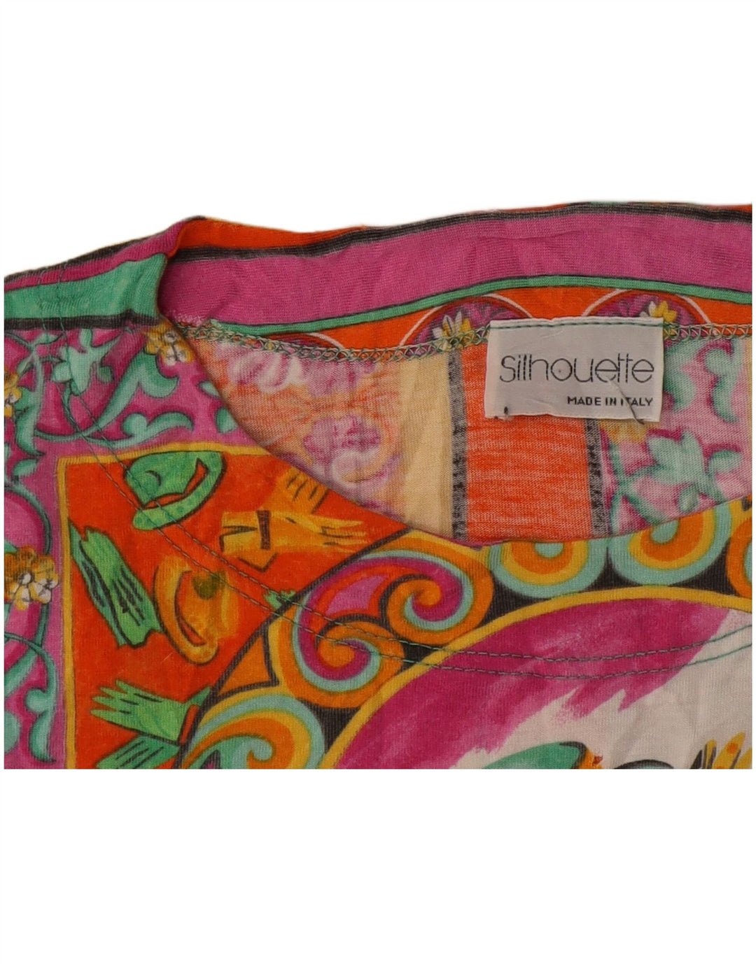 Silhouette Womens Graphic T-Shirt Top UK 16 Large Multicoloured Patchwork