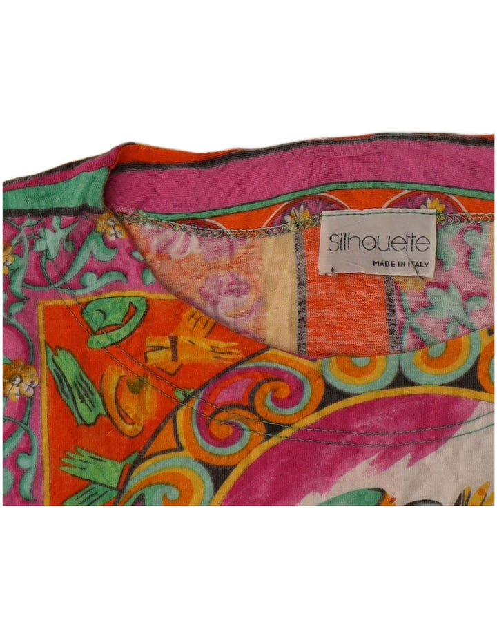 Silhouette Womens Graphic T-Shirt Top UK 16 Large Multicoloured Patchwork