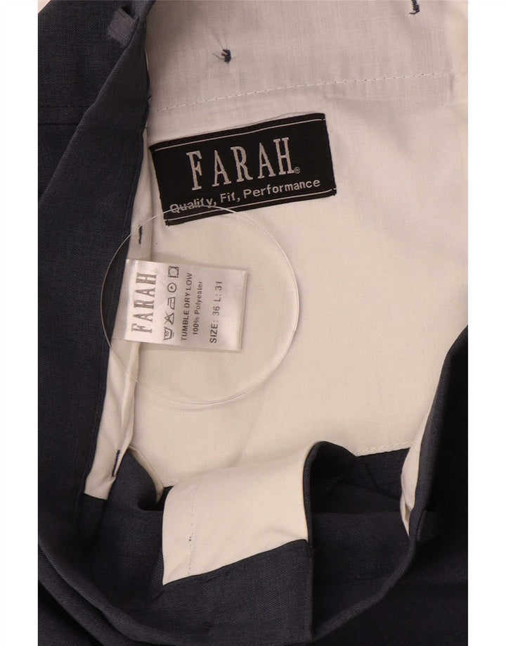 Farah Mens Straight Suit Trousers W36 L31 Navy Blue Polyester