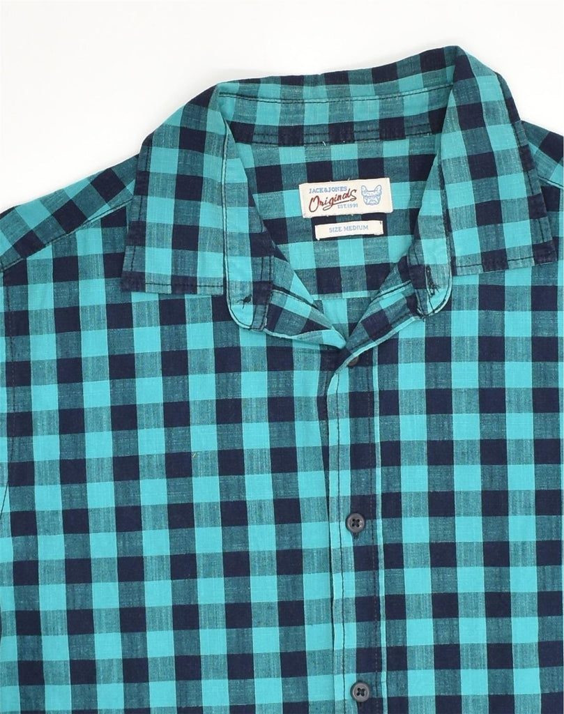 JACK & JONES Mens Short Sleeve Shirt Medium Green Check Cotton | Vintage Jack & Jones | Thrift | Second-Hand Jack & Jones | Used Clothing | Messina Hembry 