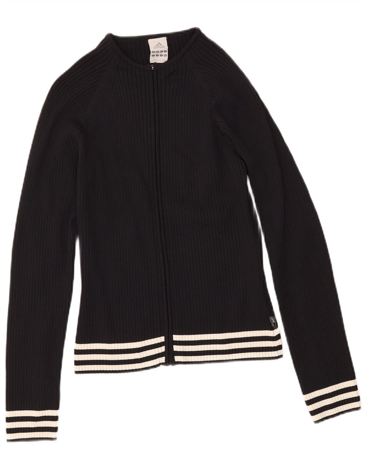 ADIDAS Womens Cardigan Sweater UK 12 Medium Black Nylon