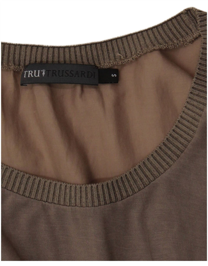 Trussardi Jeans Womens T-Shirt Top UK 10 Small Grey Colourblock