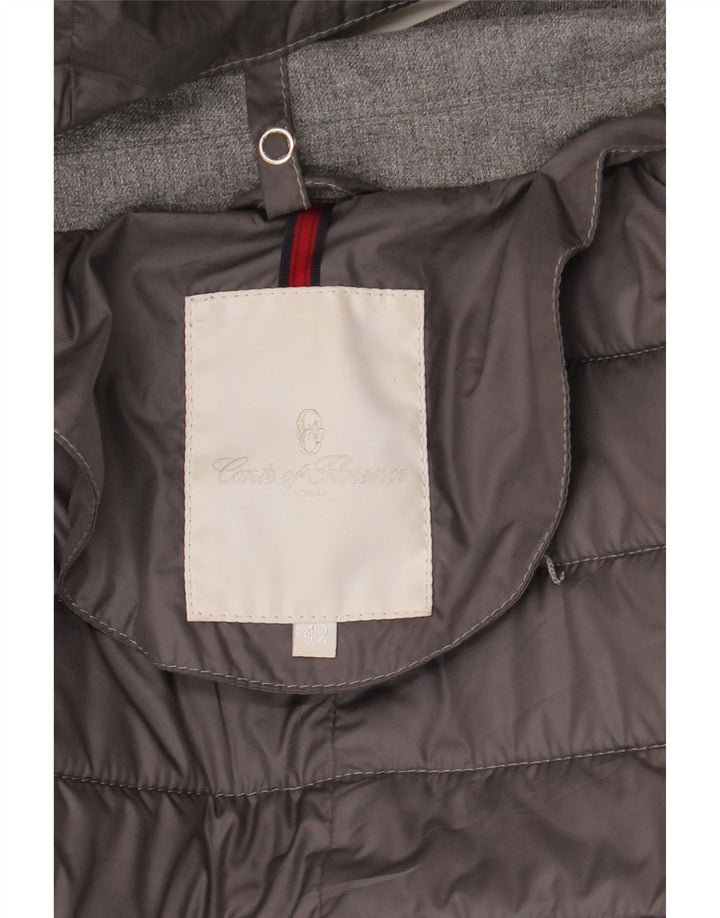 Conte of Florence Womens Hooded Blazer Padded Jacket IT 42 Medium Grey