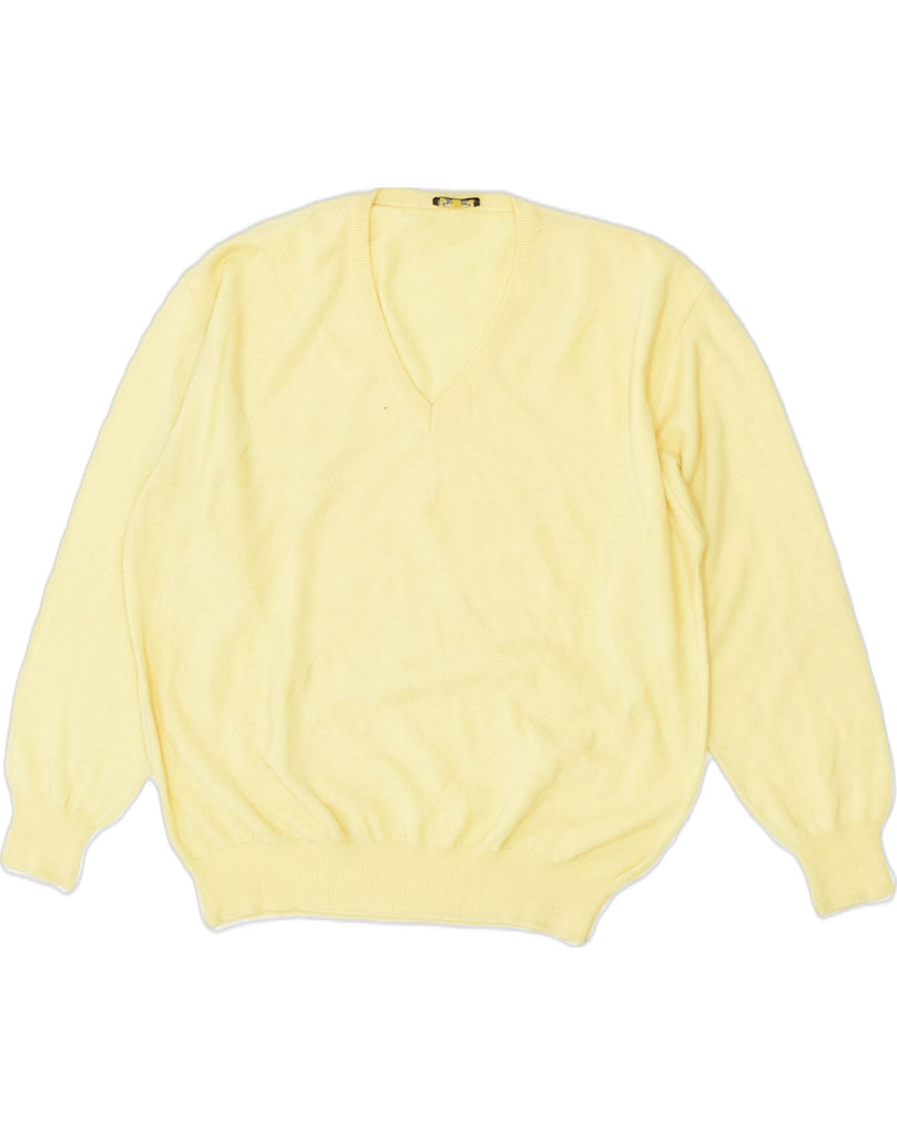 VINTAGE Mens Crew Neck Jumper Sweater XL Yellow Acrylic | Vintage Vintage | Thrift | Second-Hand Vintage | Used Clothing | Messina Hembry 