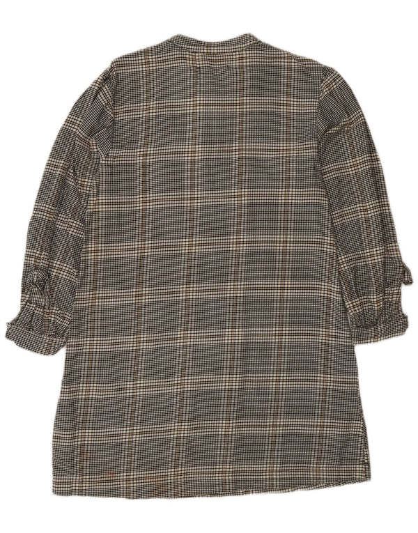 Zara Girls Pullover Shirt Dress 13-14 Years Grey Gingham Cotton