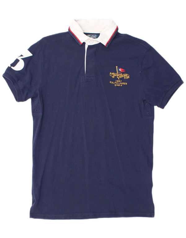 Polo Ralph Lauren Mens Custom Fit Graphic Rugby Polo Shirt Small Navy Blue