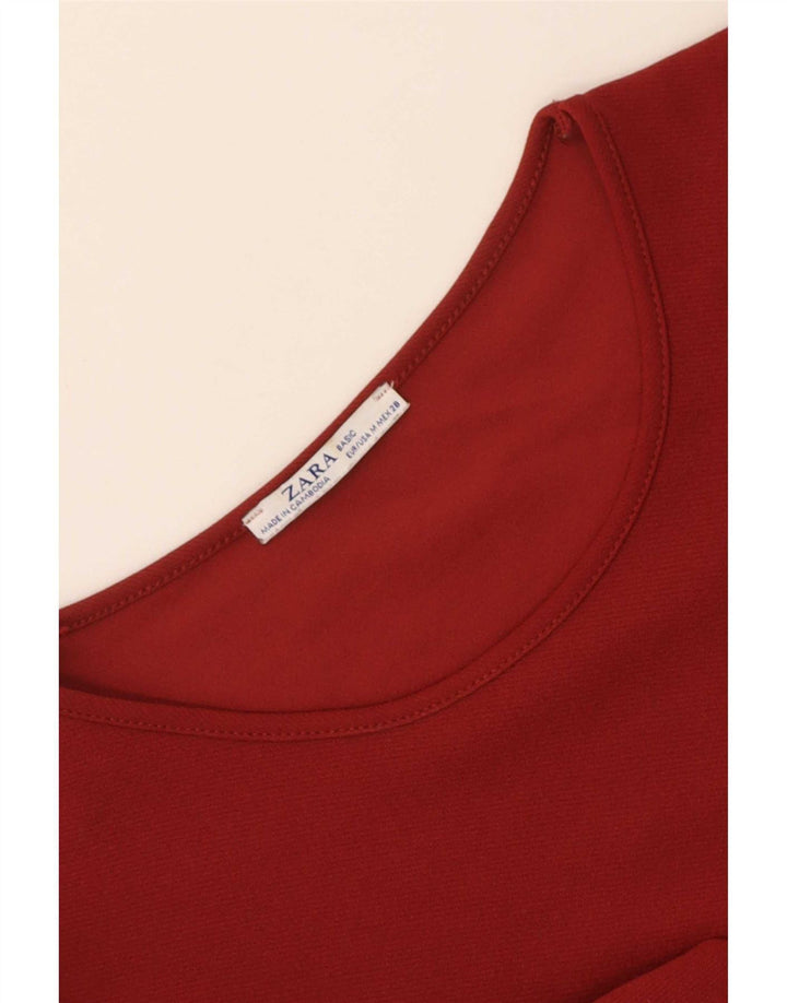 Zara Womens 3/4 Sleeve Shift Dress UK 14 Medium Red