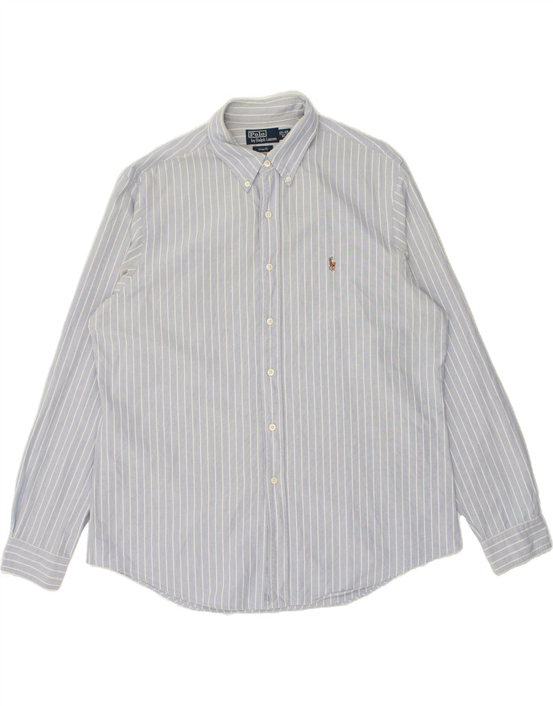 POLO RALPH LAUREN Mens Custom Fit Shirt Size 17 1/2-44 XL Blue Striped | Vintage Polo Ralph Lauren | Thrift | Second-Hand Polo Ralph Lauren | Used Clothing | Messina Hembry 