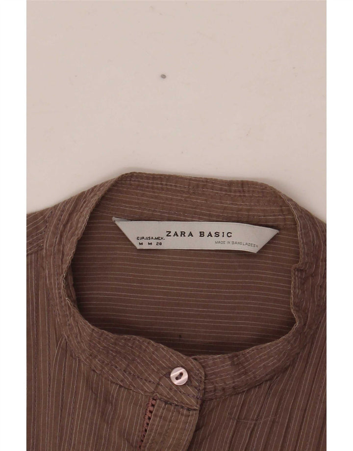 Zara Womens Tuxedo Shirt UK 12 Medium Brown Striped