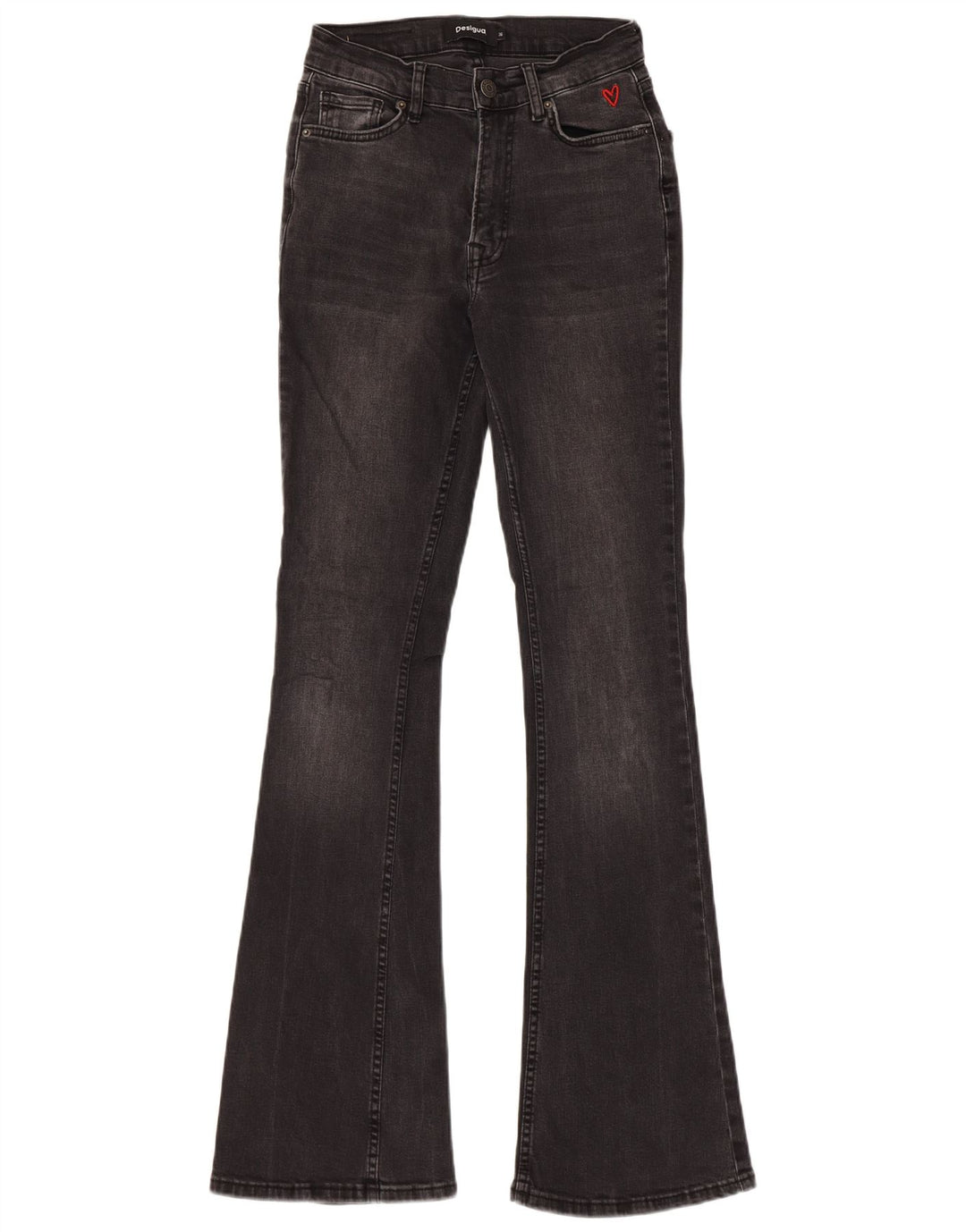 Desigual Womens Slim Flared Jeans EU 36 Small W26 L33 Black Cotton