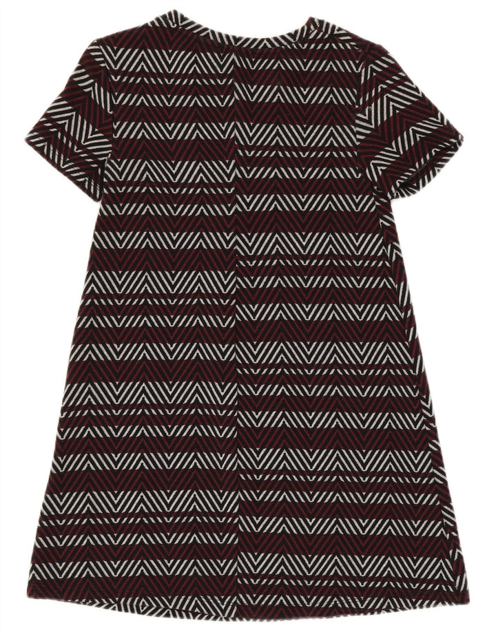 Zara Womens Trafaluc Basic Dress UK 8 Small Burgundy Chevron Polyester