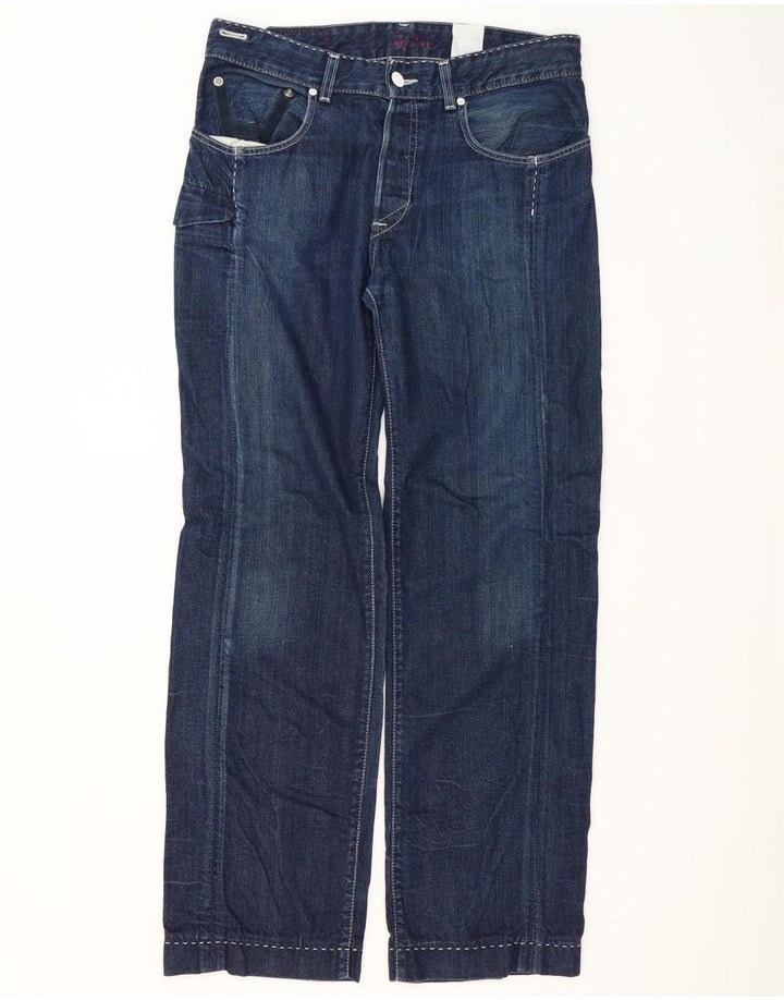 Levi's Mens Straight Jeans W34 L34 Navy Blue Cotton