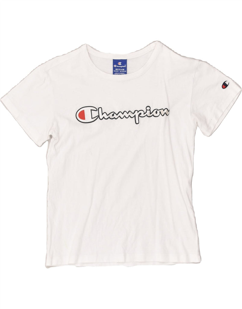 CHAMPION Boys Graphic T-Shirt Top 9-10 Years White Cotton | Vintage Champion | Thrift | Second-Hand Champion | Used Clothing | Messina Hembry 