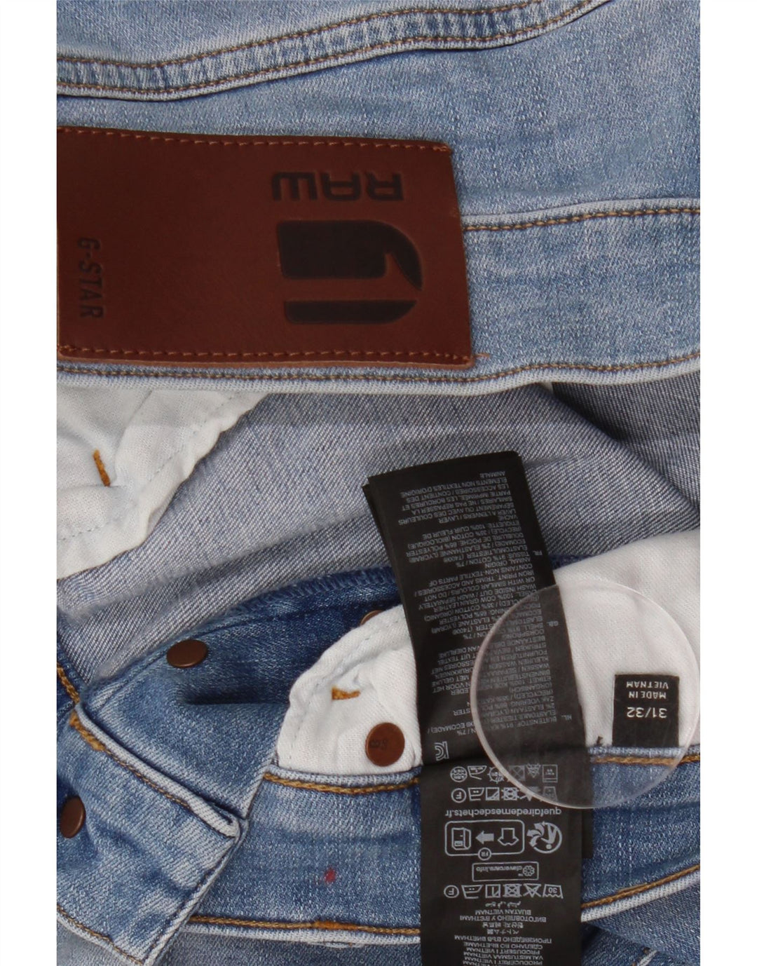 G-STAR Mens 3301 Slim Jeans W31 L32 Blue Cotton