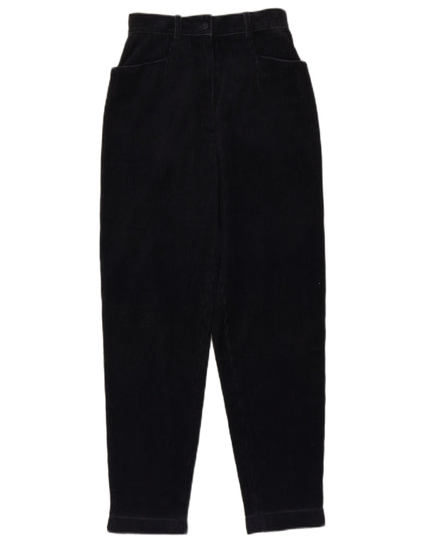 Vintage Womens High Waist Corduroy Trousers IT 40 Small W24 L26 Navy Blue