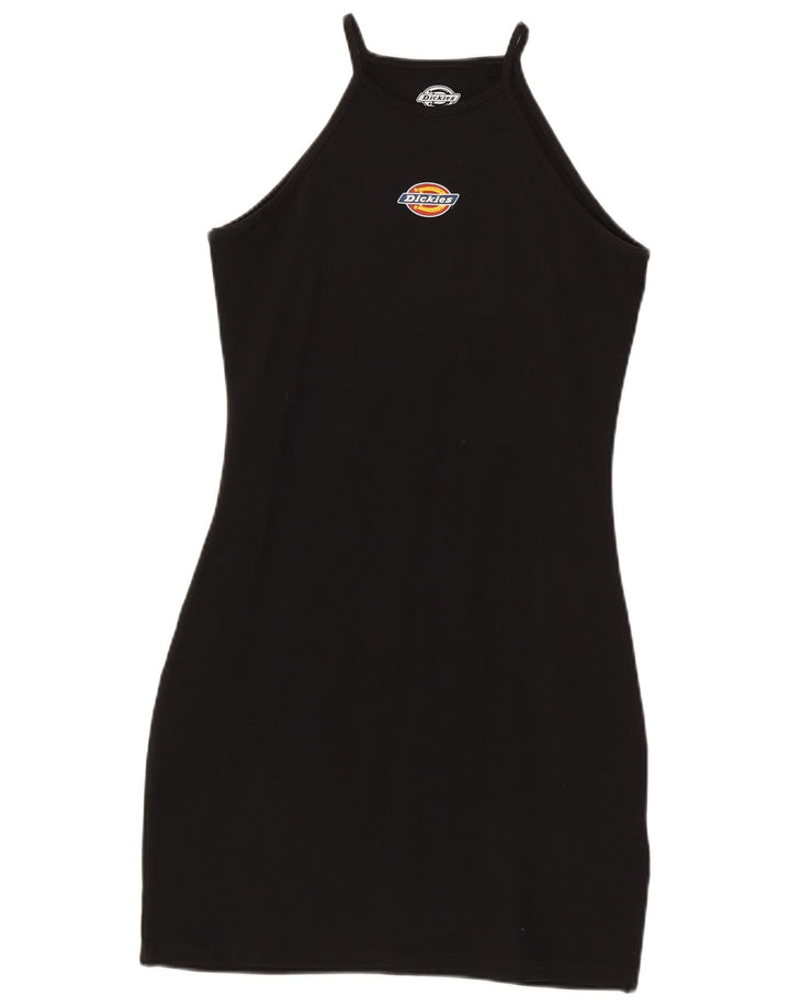 Dickies Womens Graphic Halter Dress UK 12 Medium Black Cotton